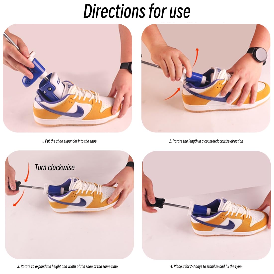 Wailicop Shoe Stretcher, 2 Stück Schuhspanner Mit Schuhlöffel für Damen und Herren, Schuhweiter, Schuhe dehnen, Stiefeldehner zum Weiten