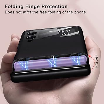 磁気ヒンジ保護 レンズカメラプロテクターケース Samsung Galaxy Z Flip 4用 ブラック