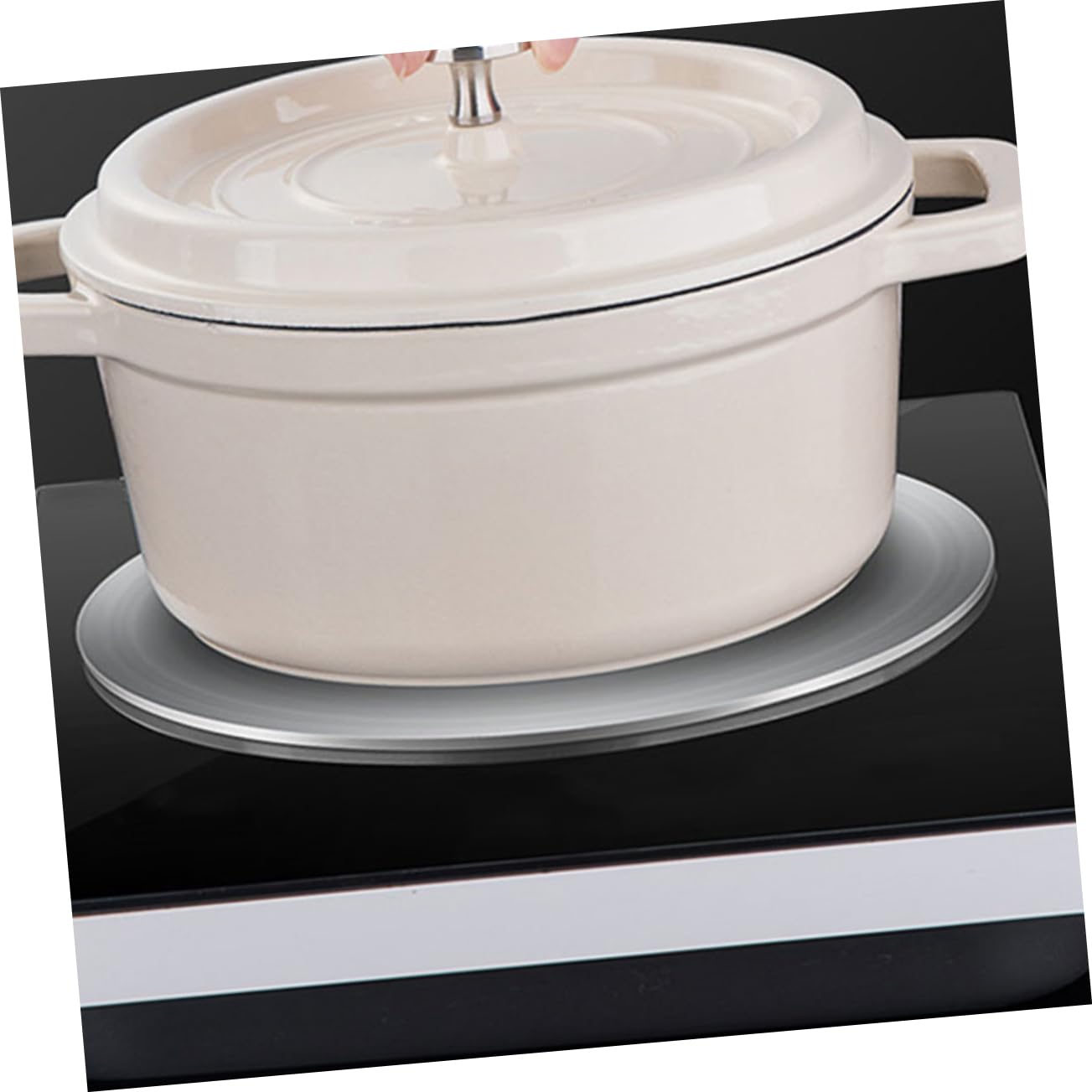 Difusor De Calor De Inoxidable para Inducción y Gas Placa Adaptadora De Cocina con Asa Desmontable Distribución Uniforme De Calor Compatible con Utensilios De Cocina