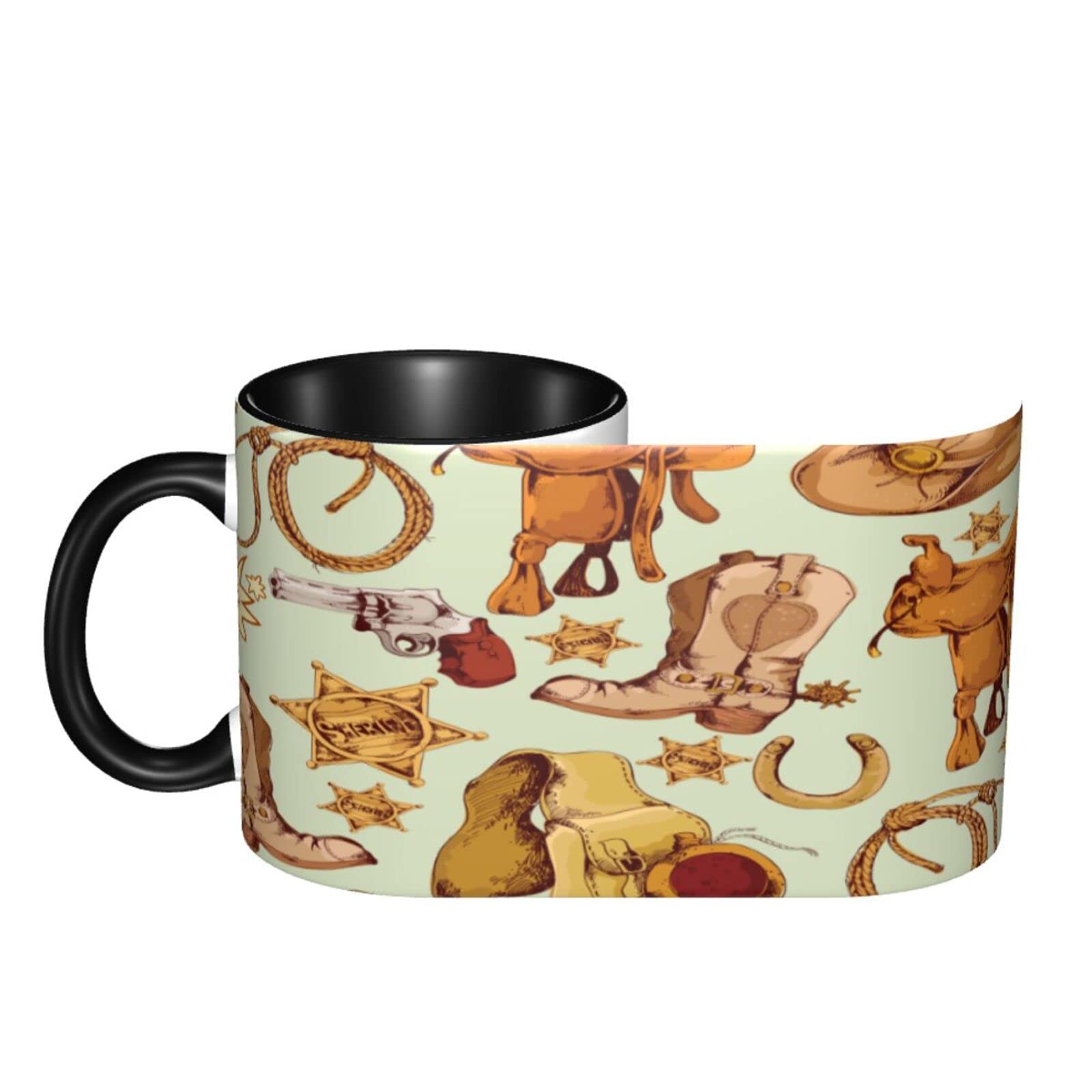 Tazza Da Caffè American Cowboy 325 Ml - Ceramica Arancione, Regalo Perfetto