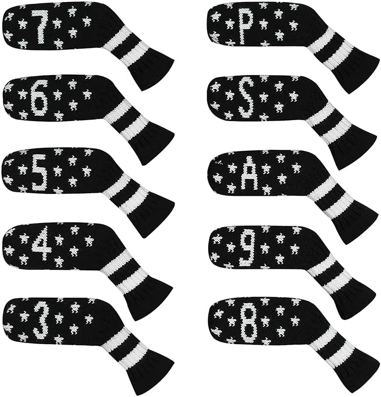 Scott Edward 10 Pcs Golf Club Head Covers for Irons Cuteness and Basically Socks Shape Washable & Durable Golf Club Head Protector (Starry Night)