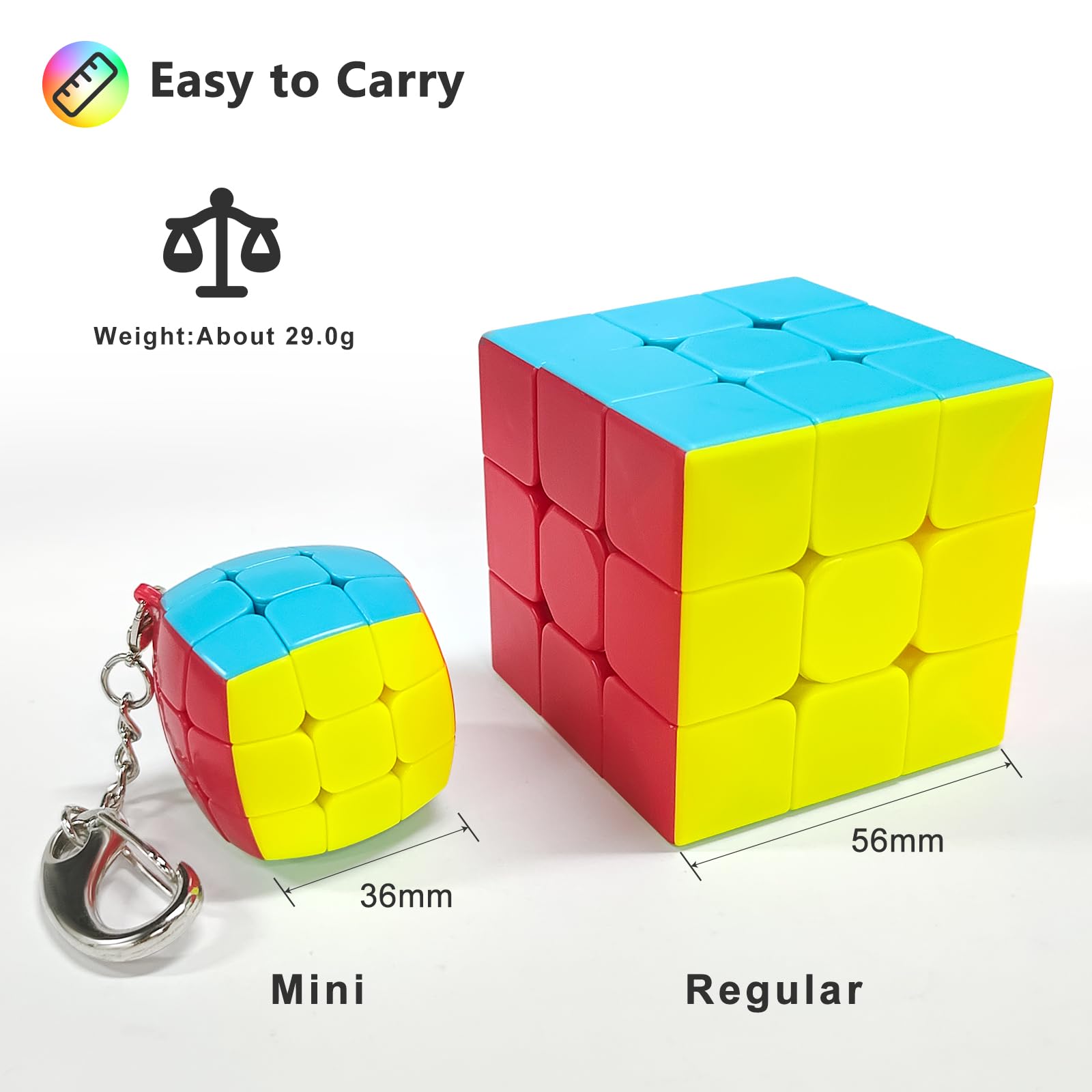 Vdealen Miniatura Cubo Magico Portachiavi, Professionale Speed Cube per Principianti e Avanzati, Regalo per Bambini Adolescenti Adulti (3x3 Bun)
