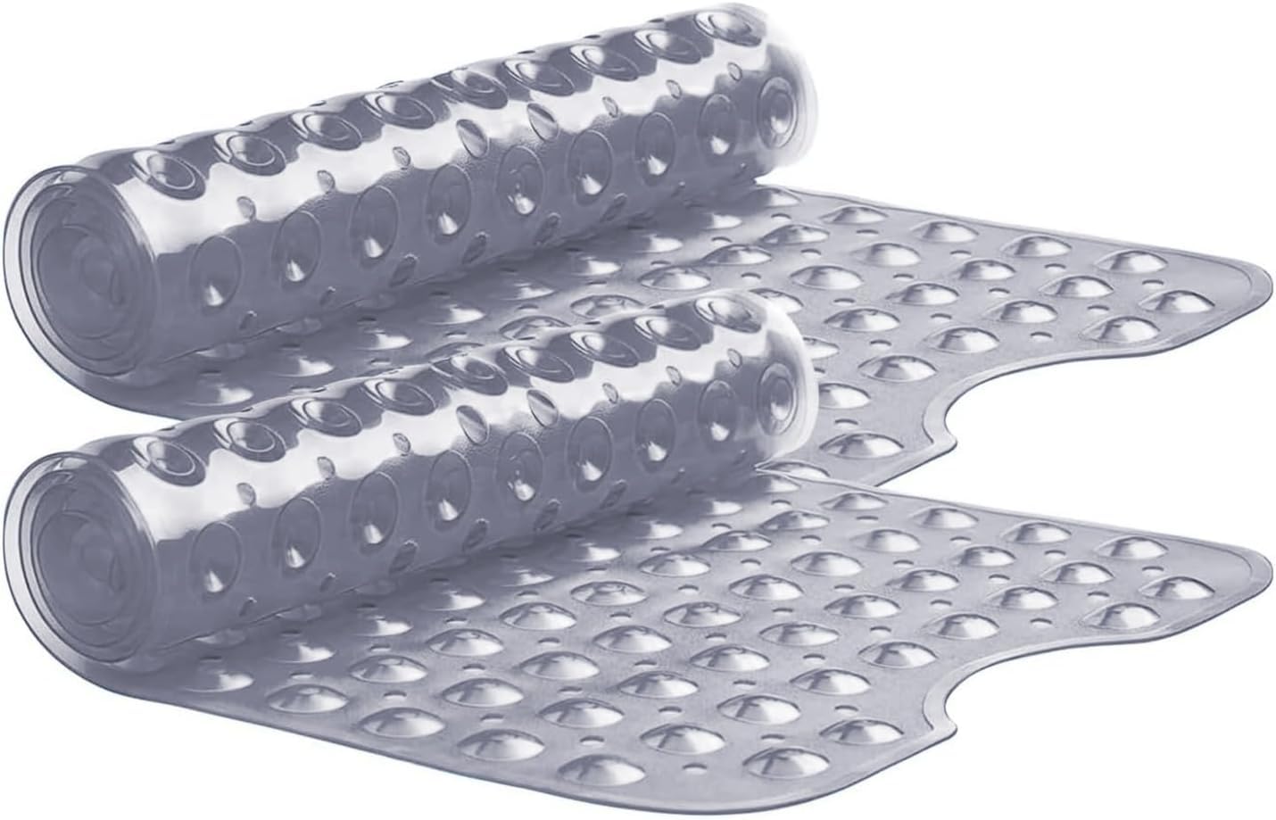 Oxford Homeware Shower Bath Mat Non Slip Anti Mould - Grey 100x40 cm 2 Pack Shower Mat for Bathtub and Bathroom with Drain Holes and Strong Suction Cups Machine Washable Bath Mats