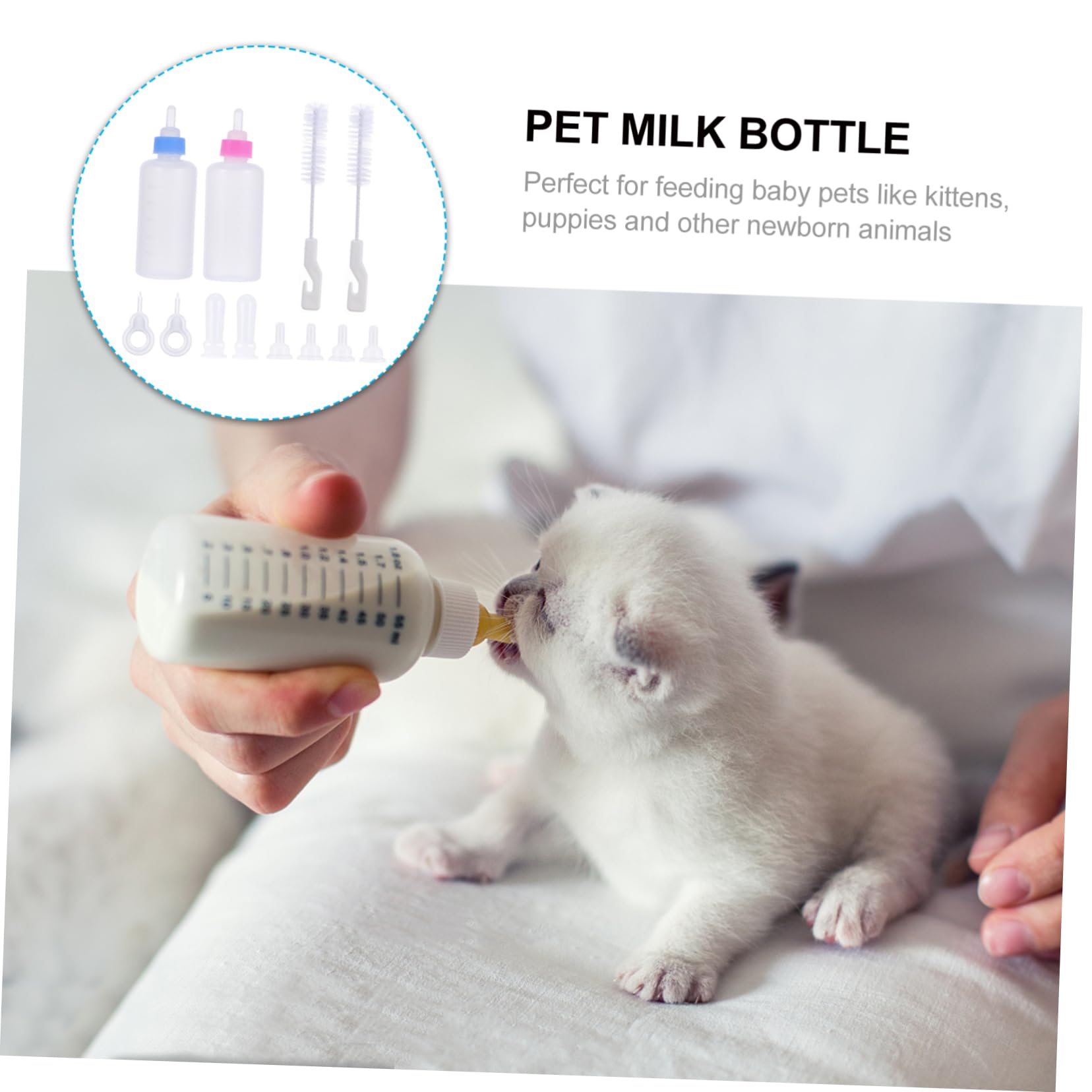 HEMOTON Pet Milk Bottle Set 12 Pcs Soft Silicone Feeding Bottles for Cats Dogs Rabbits Scale for Easy Measurement