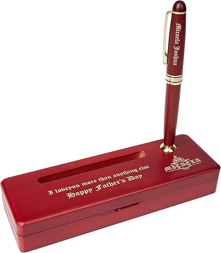 Sistema grabado personalizado de la pluma de madera, pluma ejecutiva y caja con personalización libre, bolígrafo de palo de rosa con estuche para