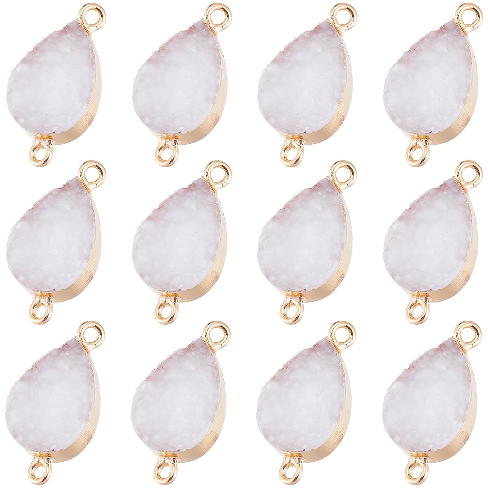 Connecteurs druzy en agate et quartz de qualité pour joaillerie artisanale et finitions dorées