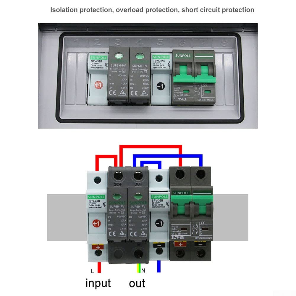 Solare PV Combiner Box, 550V 1 In1 Out 1 String Solare PV Combiner Box Protezione Impermeabile IP65 per RV