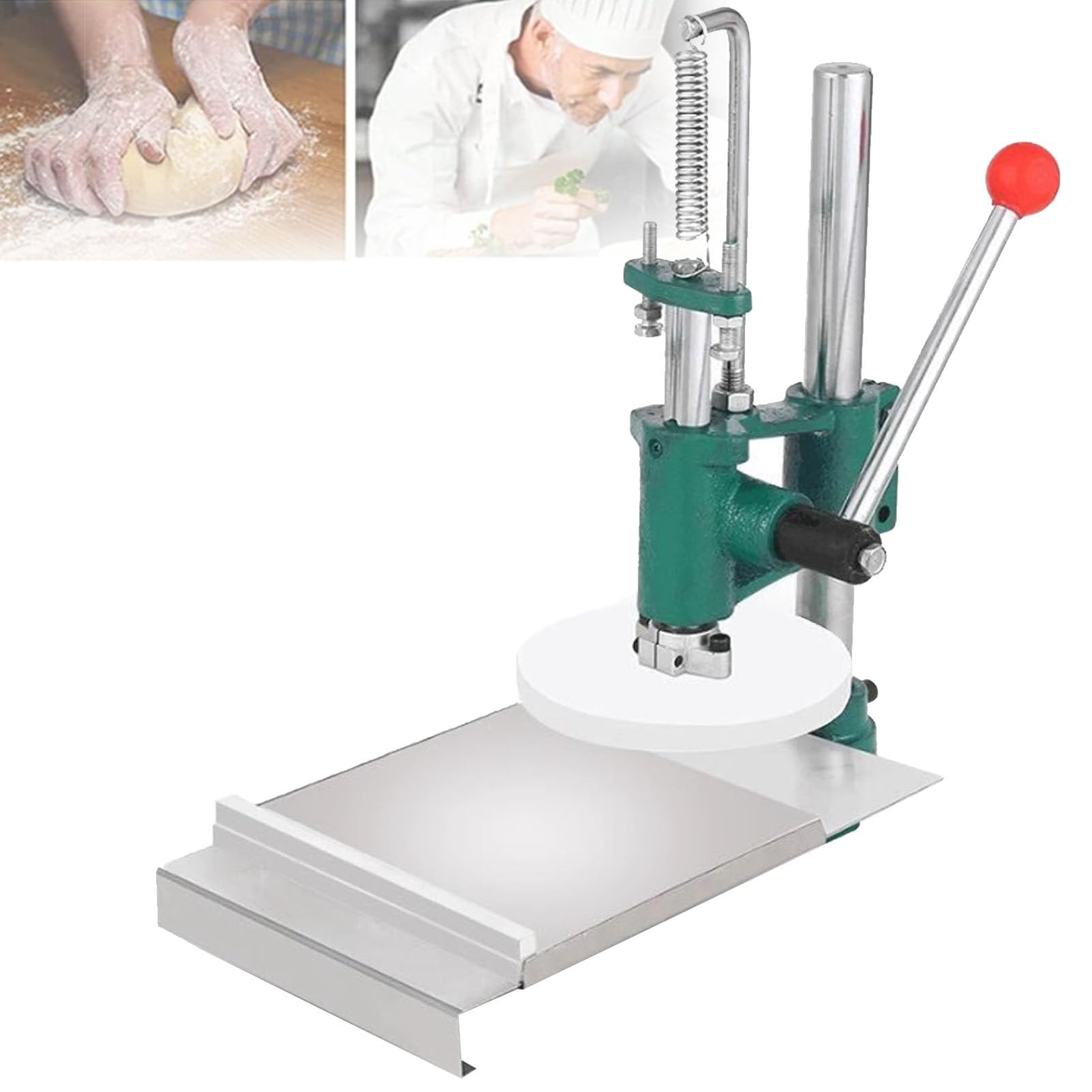 Manuelle Pizzapresse, Haushalts-Pizzateig-Gebäck, manuelle Pressmaschine, Pizzateigmaschine, Edelstahl-Küchenwerkzeug, Pizzapresse für Pizzakrusten und Hackbraten,16cm