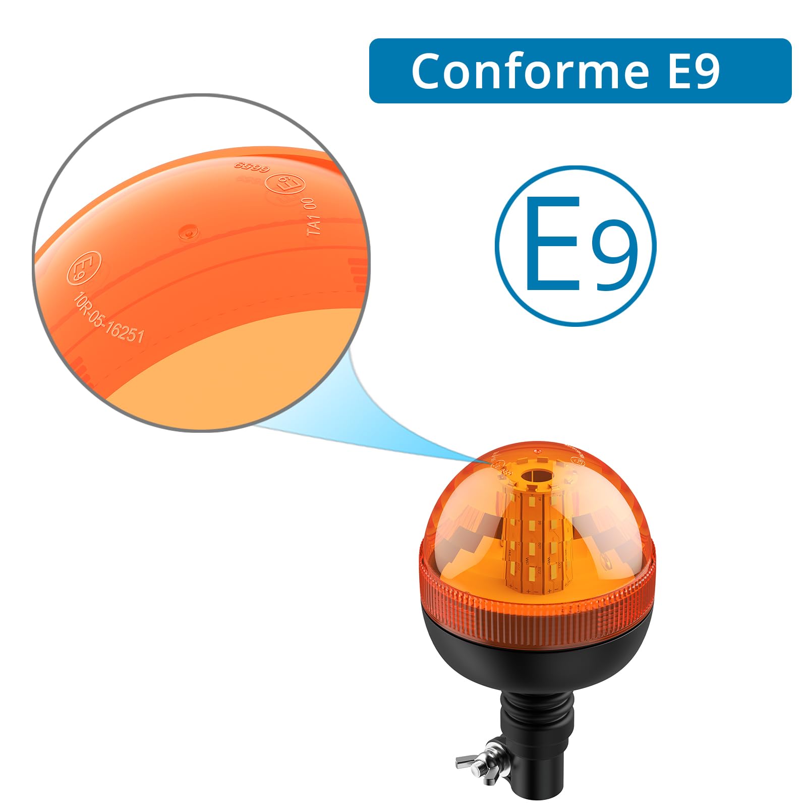 AUTOUTLET 2 Pezzi 40 LED Luce Lampeggiante Rotante Ambra 12V/24V,Luce Stroboscopica per Auto con 3 Modalità di Lampeggio, Impermeabile,E9,per Camion Trattore e Rimorchio
