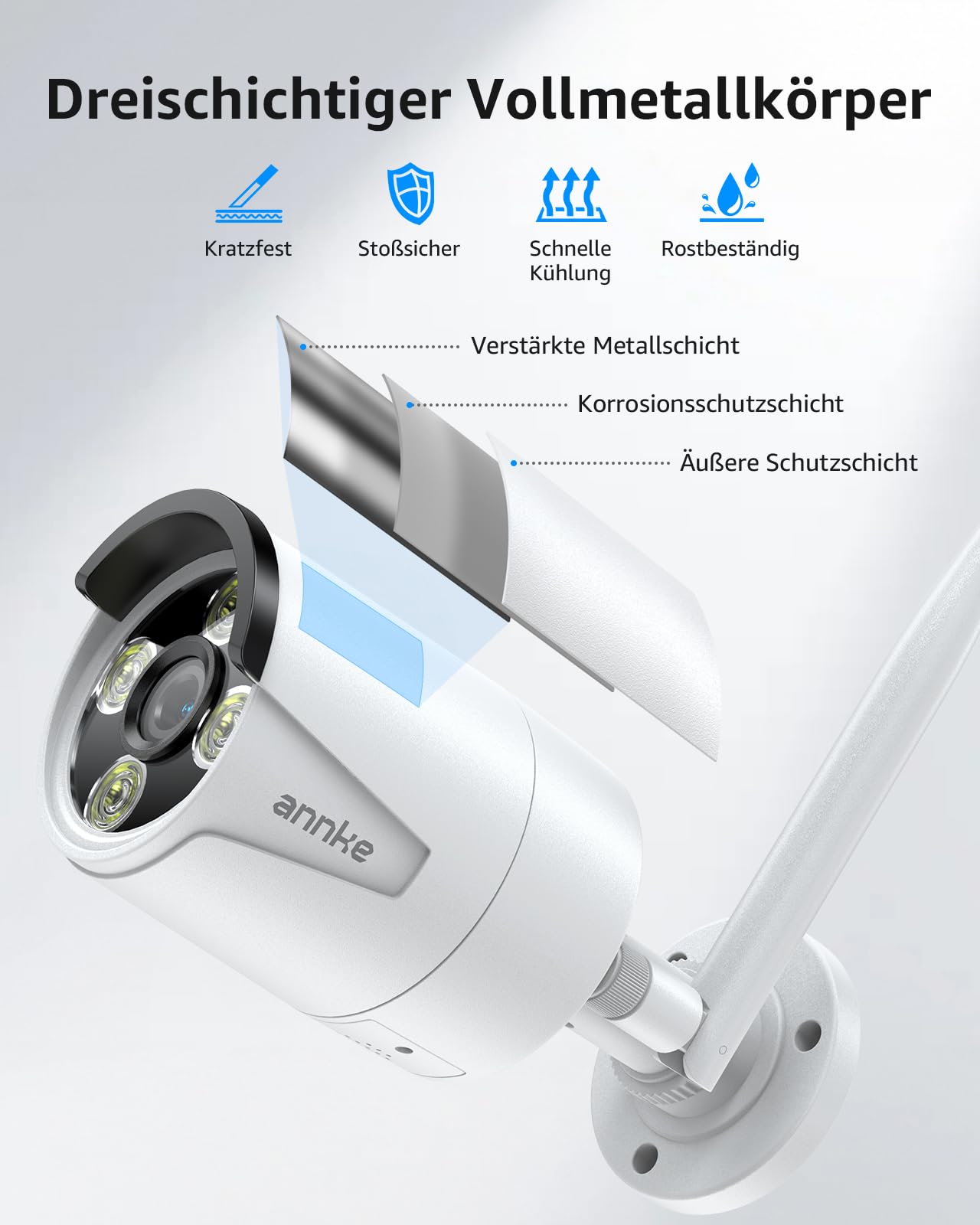 ANNKE Überwachungskamera Set mit Monitor, 5MP 4CH 7" Zoll Touchscreen NVR Bildschrim mit 2pcs 5MP WiFi Kamera, 2-Wege-Audio, Personenerkennung, 30m Nachtsicht, App&Mail Alarm, 64GB SD Karte