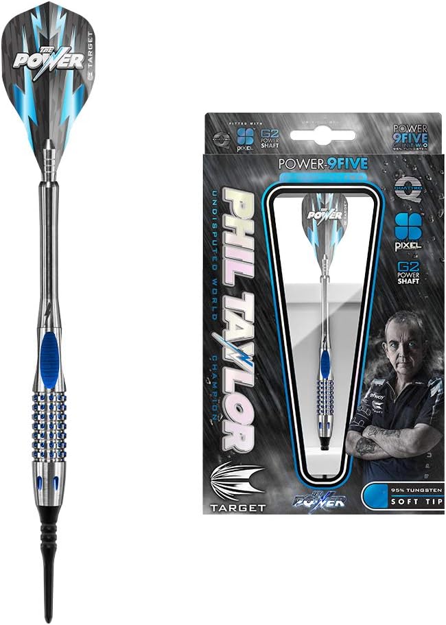 TARGET Phil Taylor Power 9-five Gen 2 18g 95% Tungsten Soft Tip Set Darts, Generation 2, 18G EU
