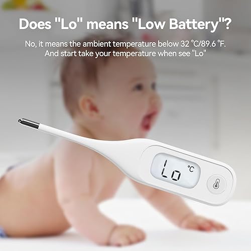 Miniatura 4 de Berrcom Termómetro digital para adultos y niños, termómetro médico para fiebre Termómetros de axila de lectura de 10 segundos con alarma de fiebre