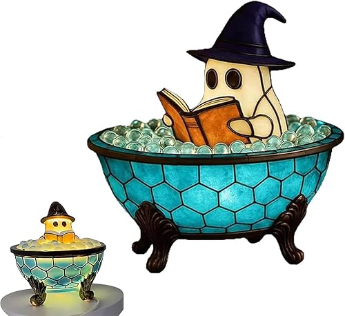 Luz de noche de baño de burbujas fantasma de Halloween, luz de libro de lectura, decoración decorativa de baño de vacaciones regalo