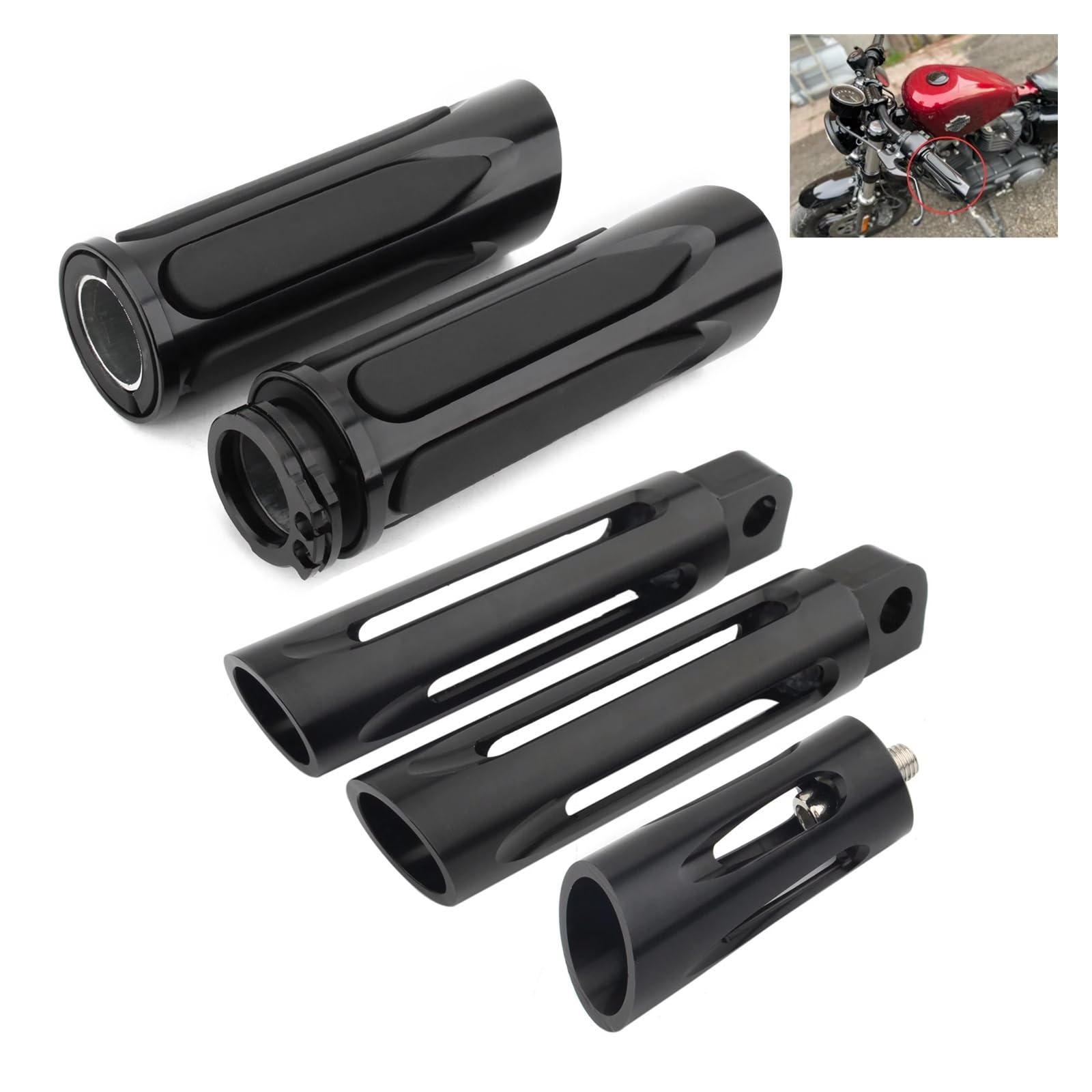 Poignees De Barre De Poignee De Moto, Repose-pieds, Levier, Clou Cnc Pour Harley Sportster 883 Touring Dyna Softail Personnalise Poignees Grips