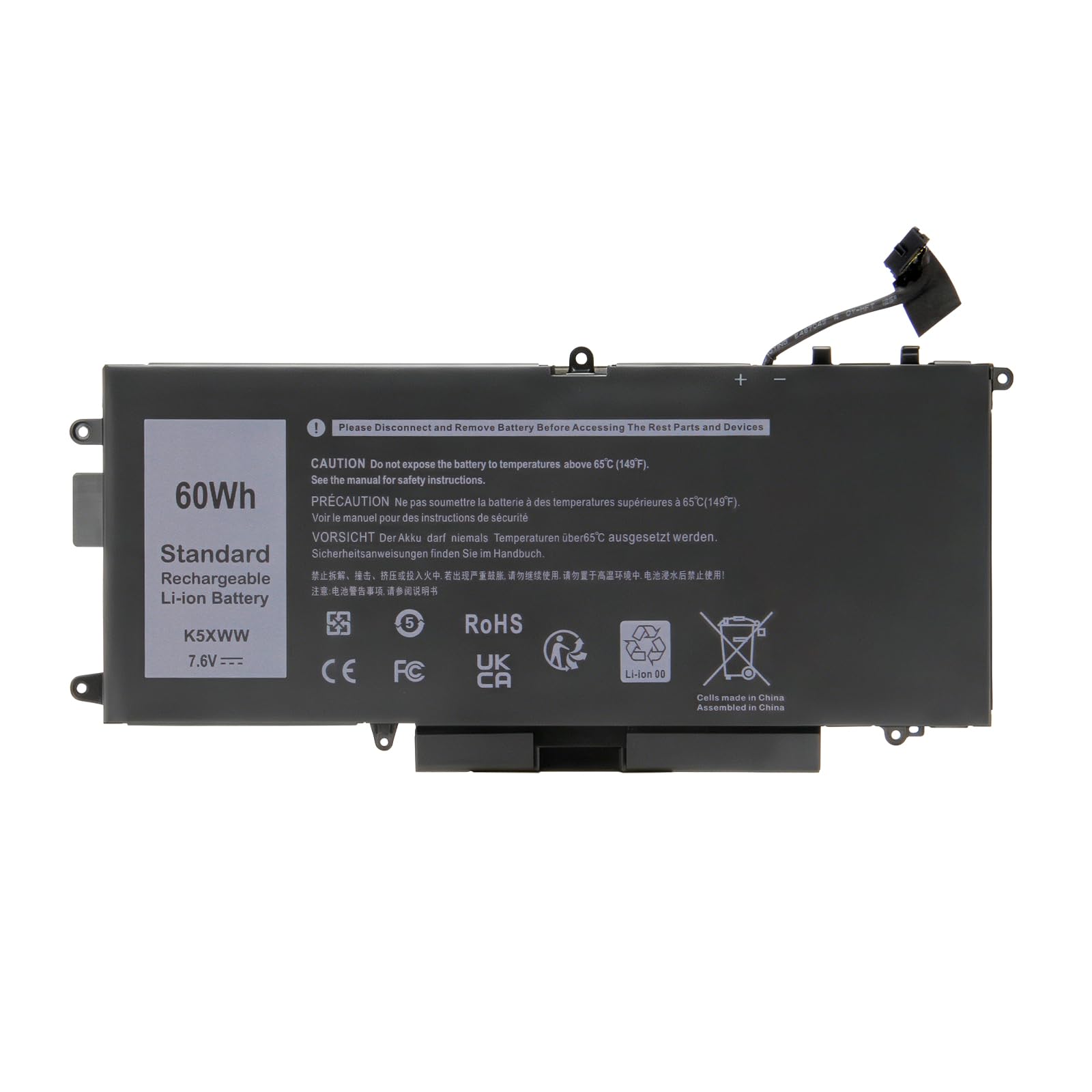 K5XWW Akku Kompatibel mit Dell Latitude 7390 5289 E5289 7389 2-in-1 Series Notebook 6CYH6 725KY J0PGR N18GG P29S P29S001 P29S002 (Nicht geeignet für Latitude 7390) 7.6V 60 Wh