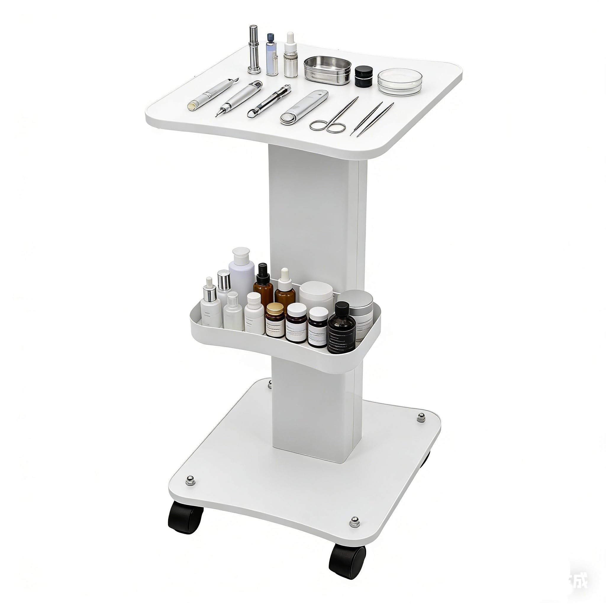 Beauty Salon Trolley, 38x35x69cm Tragbar Gerätewagen, Kosmetikwagen mit Ablagefach und Rädern, Friseur Rollwagen, Spa Salon Friseur Rolling Wagen, Weiß für Friseur und Schönheitssalon