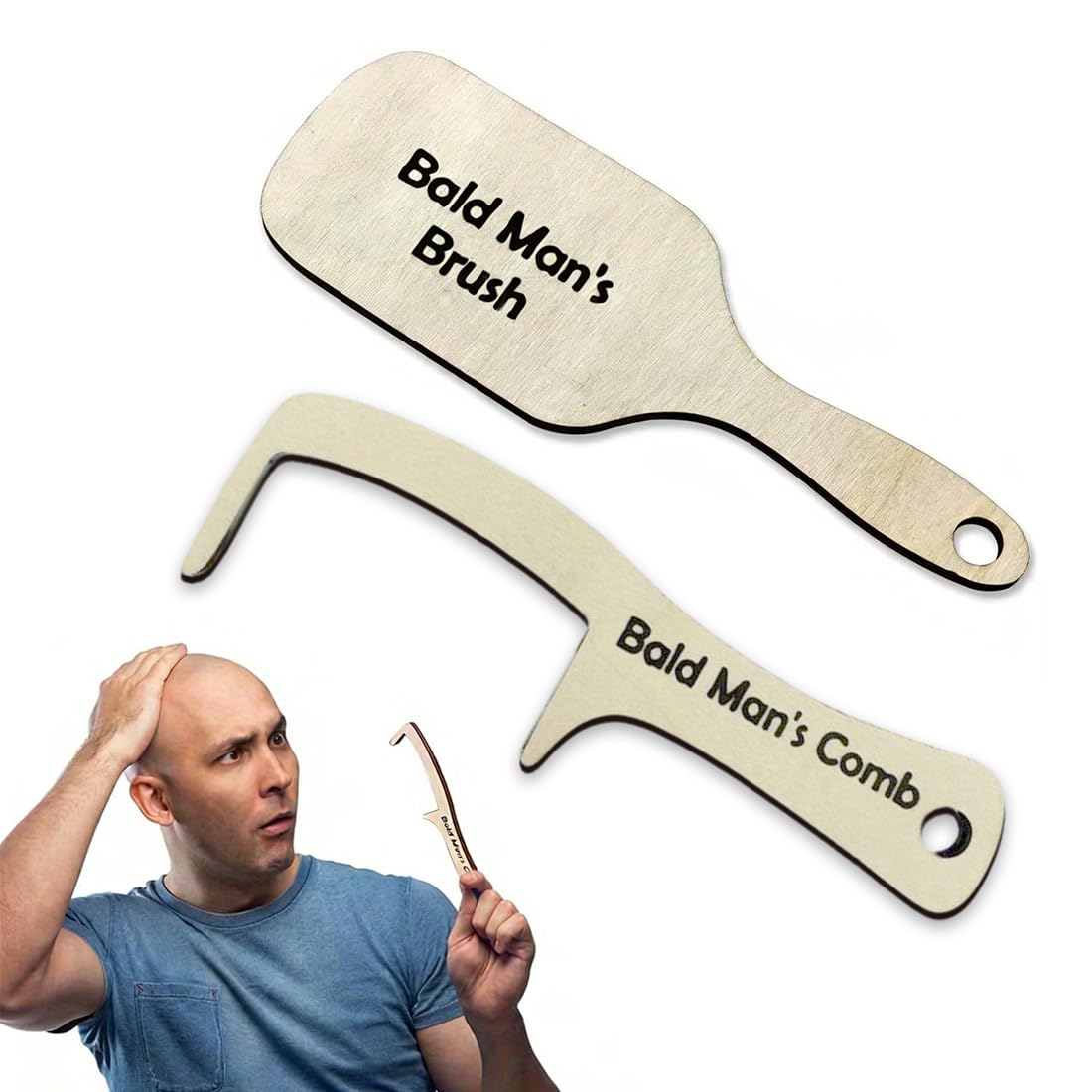 2 Pezzi Kit Pettine Per Calvi Pettine E Spazzola Divertenti Per Uomini Calvi In Legno Regalo Divertente Per Uomini Calvi