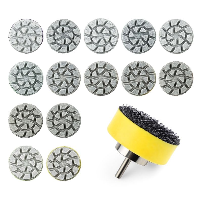 25mm Ultra-small Diamond Wet Polishing Pad Kit, Complete Grit Range from 50# Rough Grinding to 10000# Mirror Finish, Equipped with 2.3mm Shank Hook Loop Holder for Easy Replacement. Compact and Flexib