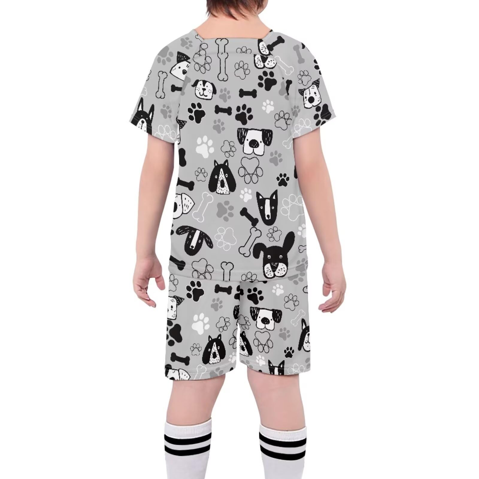 ORGYPET Soccer Jerseys Kids Soccer Uniforms for Boys Colorful Durable 2024 Trendy Boys Soccer Jerseys Children's Football Suit Ideal for Fitness Soccer Running, Dog Paw Print, 3XS