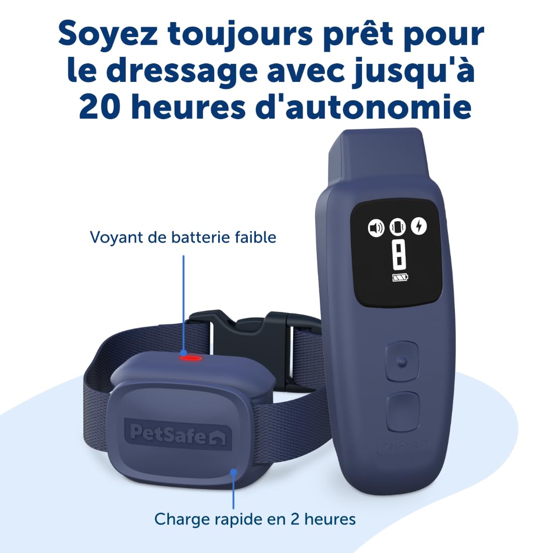 Dresseur de Chiens de Base PetSafe avec télécommande – Collier de Dressage étanche – 90 mètres de portée – Signal sonore, Vibration et 8 Niveaux de Stimulation Statique