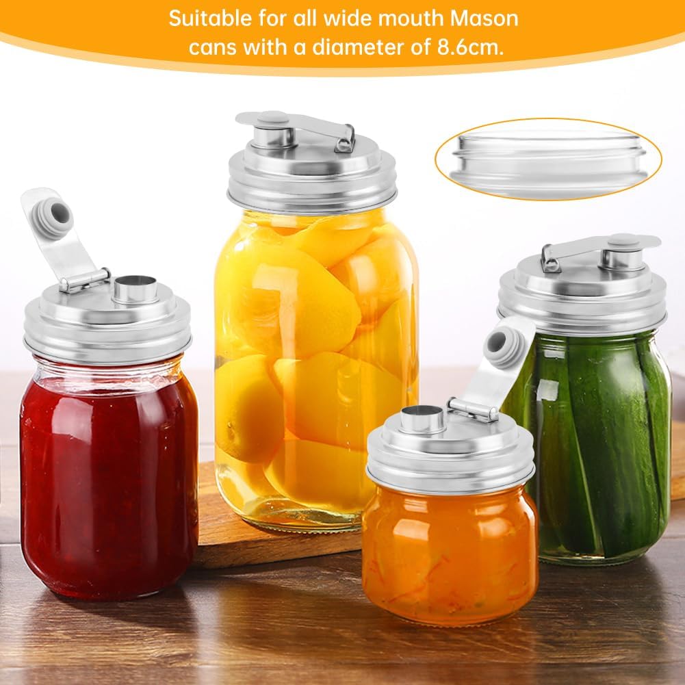 Mason Jar Pour Spout Lid Stainless Steel, 2 Pack Wide Mouth Mason Jars Lids, Anticracking Ball Wide Mouth Lid, Canning Lids for Drinking, Salad Dressing(2 Pcs) thumbnail