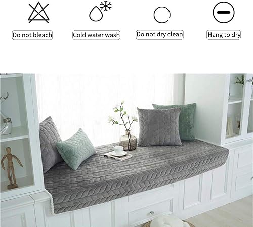 Miniatura 4 de Alfombrilla para ventana de la bahía, para salón, decoración del hogar, de terciopelo grueso y felpa, antideslizante, cojín para ventana de la