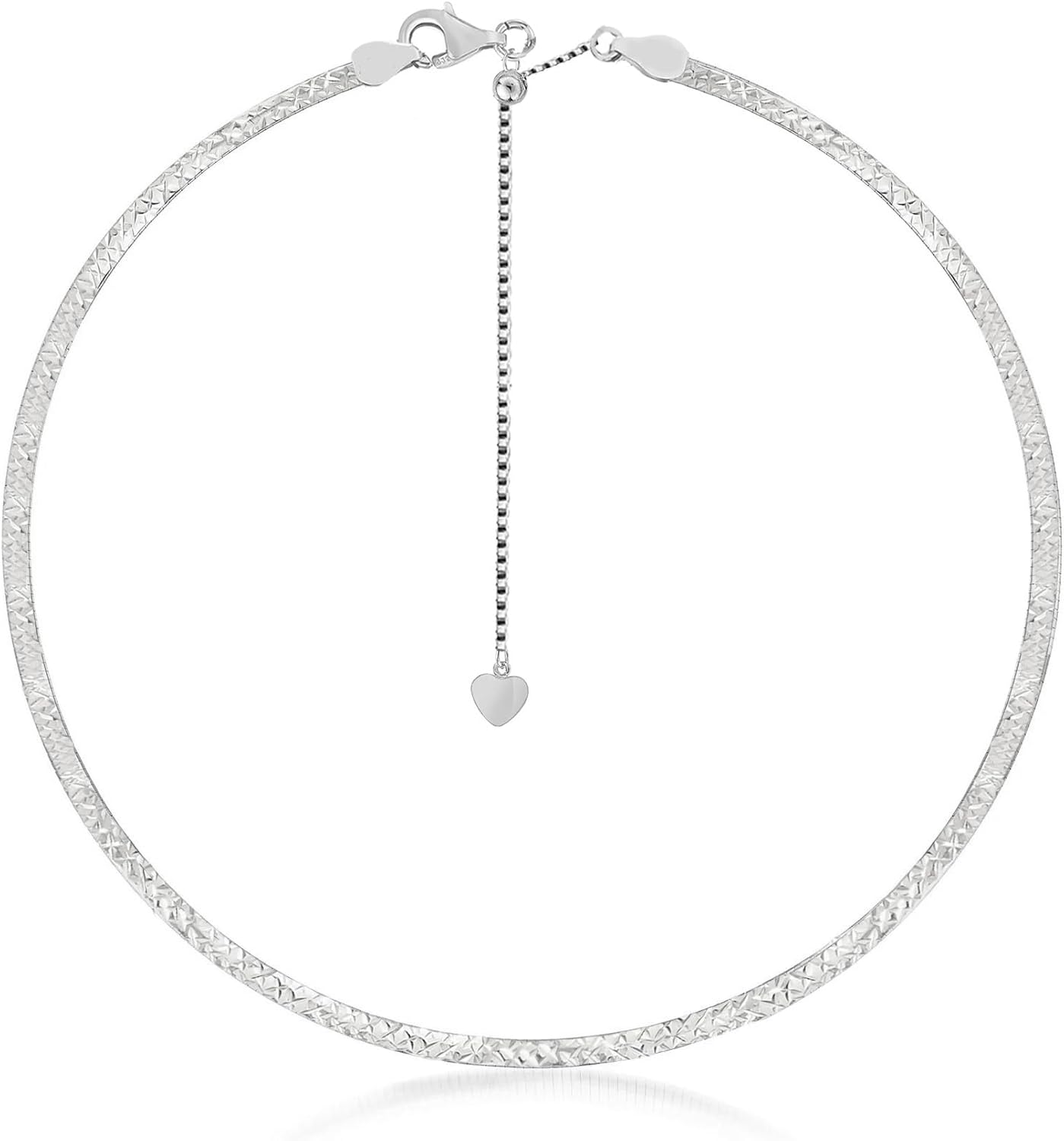 Savlano 925 Sterling Silver 2MM, 4MM Diamond Cut Omega Reversible Necklace - 18K Gold Plated 2-Sided Adjustable 14-17.5 Inch Necklace for Women - Made in Italy