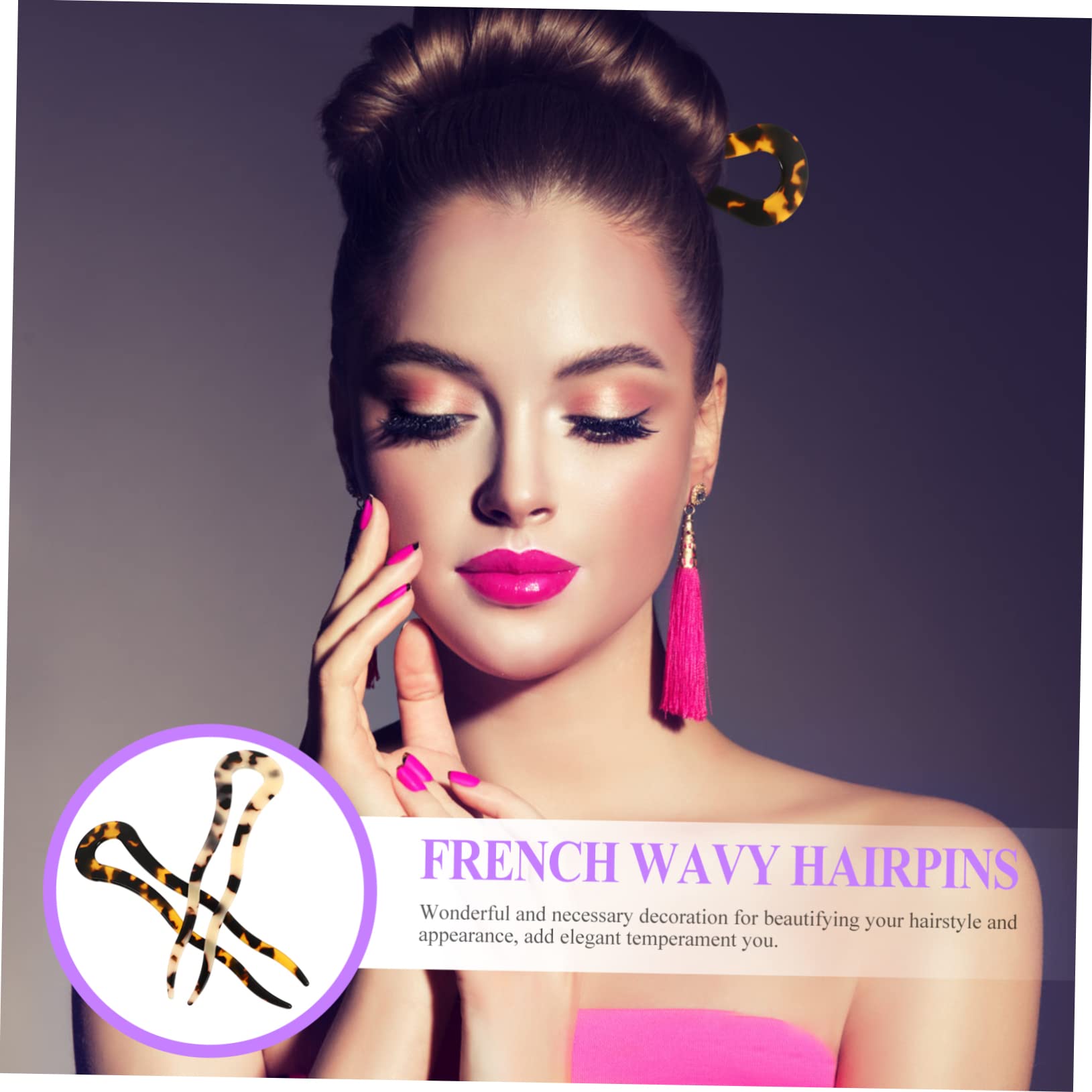 FRCOLOR 5 Set Di Eleganti Fermagli Per Chignon A Forma Di Francese Per Occasioni Formali E Casual 2 Pezzi * 5