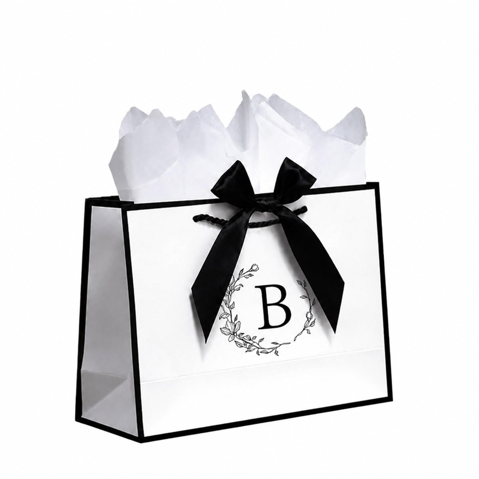 Personalized Alphabet Initial Gift Bag with Tissue Paper and Card,Letter B