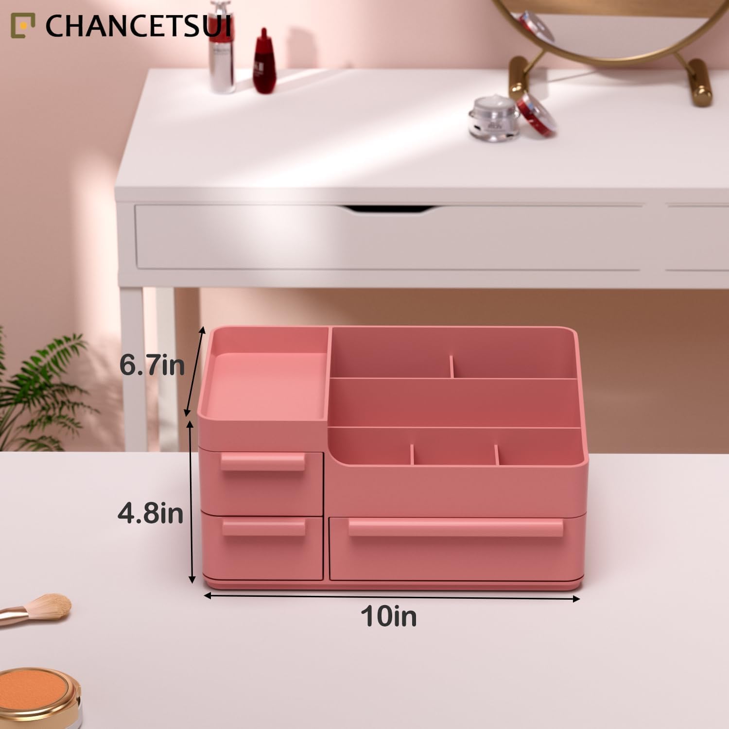 Organizer per trucchi per vanità, scatola per esposizione del piano di lavoro del bagno, contenitore impilabile per cosmetici per gioielli accessori per capelli bellezza prodotti per la cura della