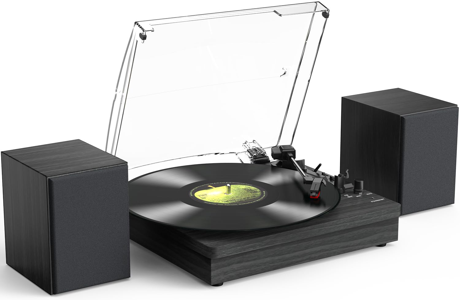 Retrolife® Record Player with 2 External Speakers, Vinyl Turntable, Black | 3-Speed Belt-…