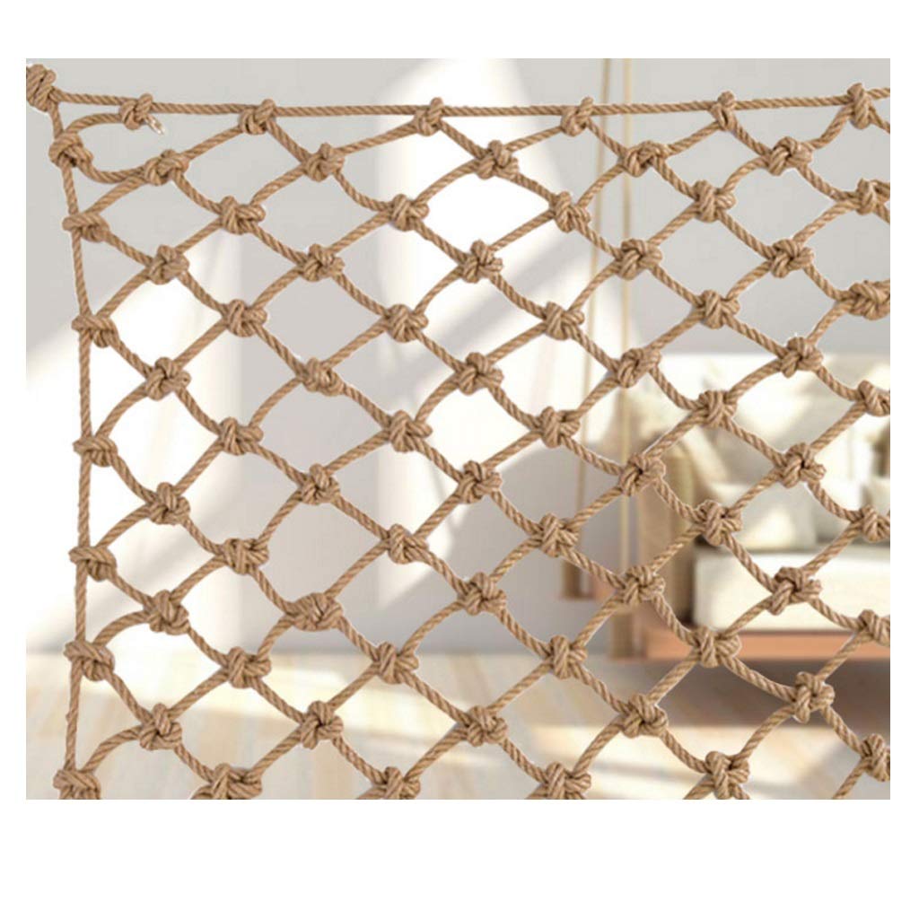 GTHTUHFD Hemp Rope Net Climbing Net Garden Tree House Handrail Fence Safety Nets For Kids Dock Guardrail Protective Decorative Netting Hemp Cargo Net Garden Netting 8Mm,Yellow-3x3m(9.84X9.84ft)
