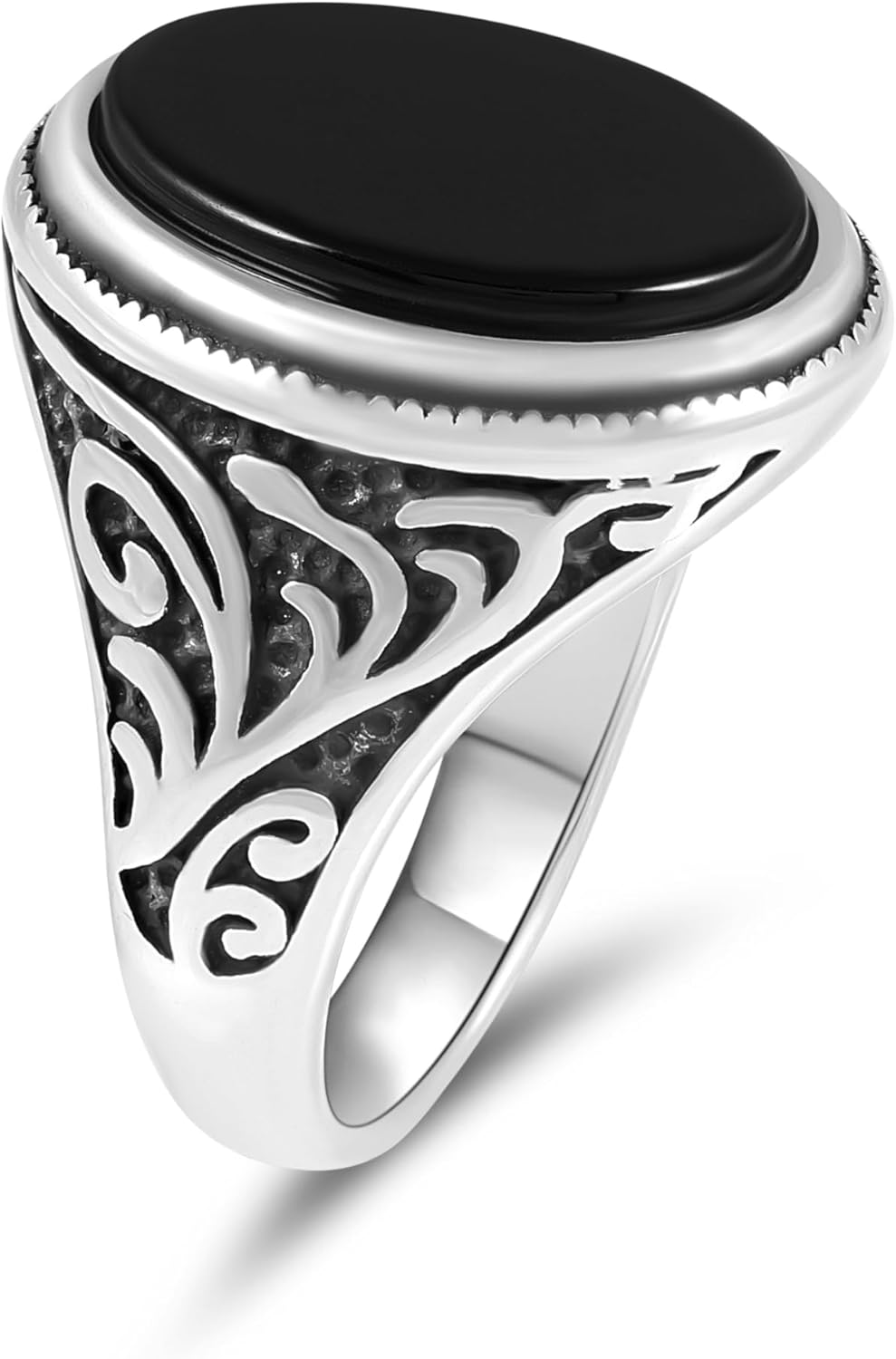 Men’s Stainless Steel Ring with Black Agate Stone – Statement Rings for Men | Durable Mens Jewelry, Anillos para Hombre, Fashion Pinky Ring - Image 3