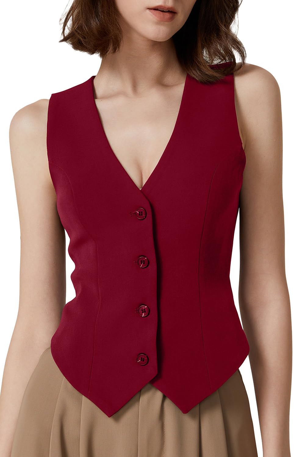 QINSEN Womens V Neck Vest Top
