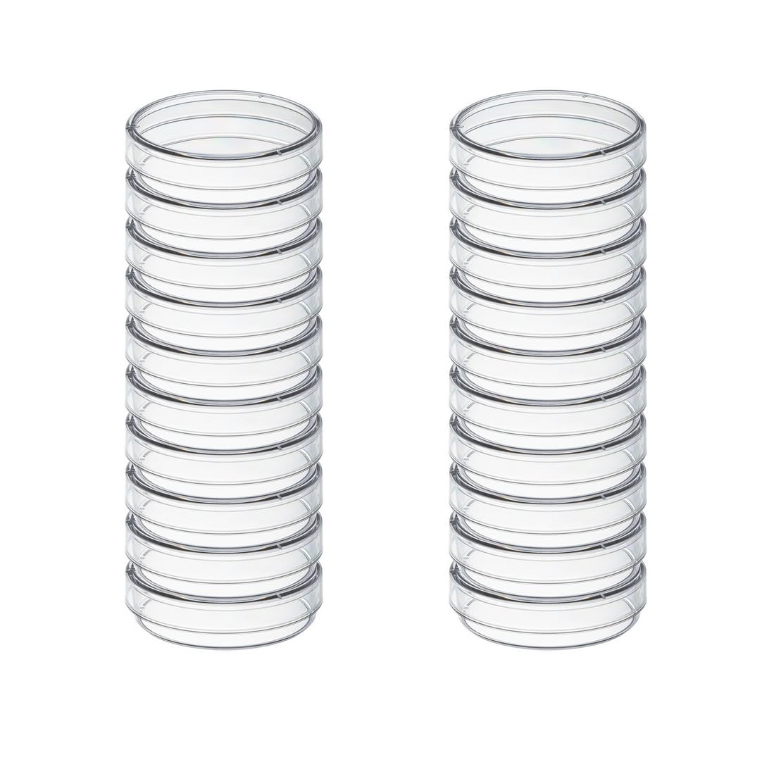 United Scientific 20 Pack Sterile Thick Plastic Petri Dishes with Lid, 60mm Dia x 15mm, Designed for use in Laboratories, Home, and Classrooms