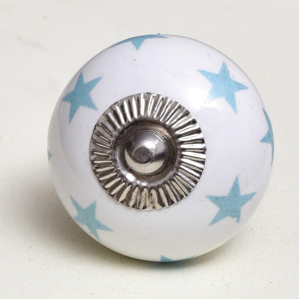 Indian Shelf 25 Pieces Star Flower Kitchen Cabinet Knobs Ceramic Kitchen Cabinet Hardware Turquoise Door Pulls