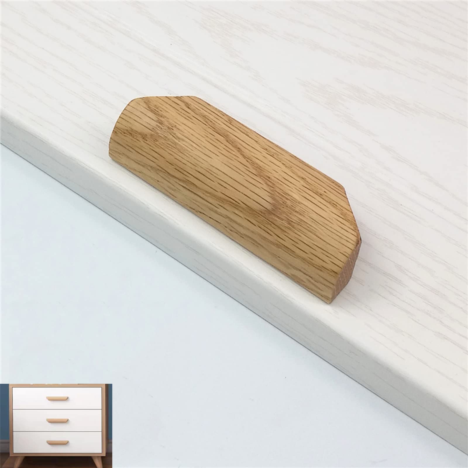 Wooden Handles Solid Handle Cabinet Pulls Handles Hardware for Furniture Wardrobe Cupboard Closet Drawer Handle Pull Kitchen Knobs (Hole Distance 64mm)