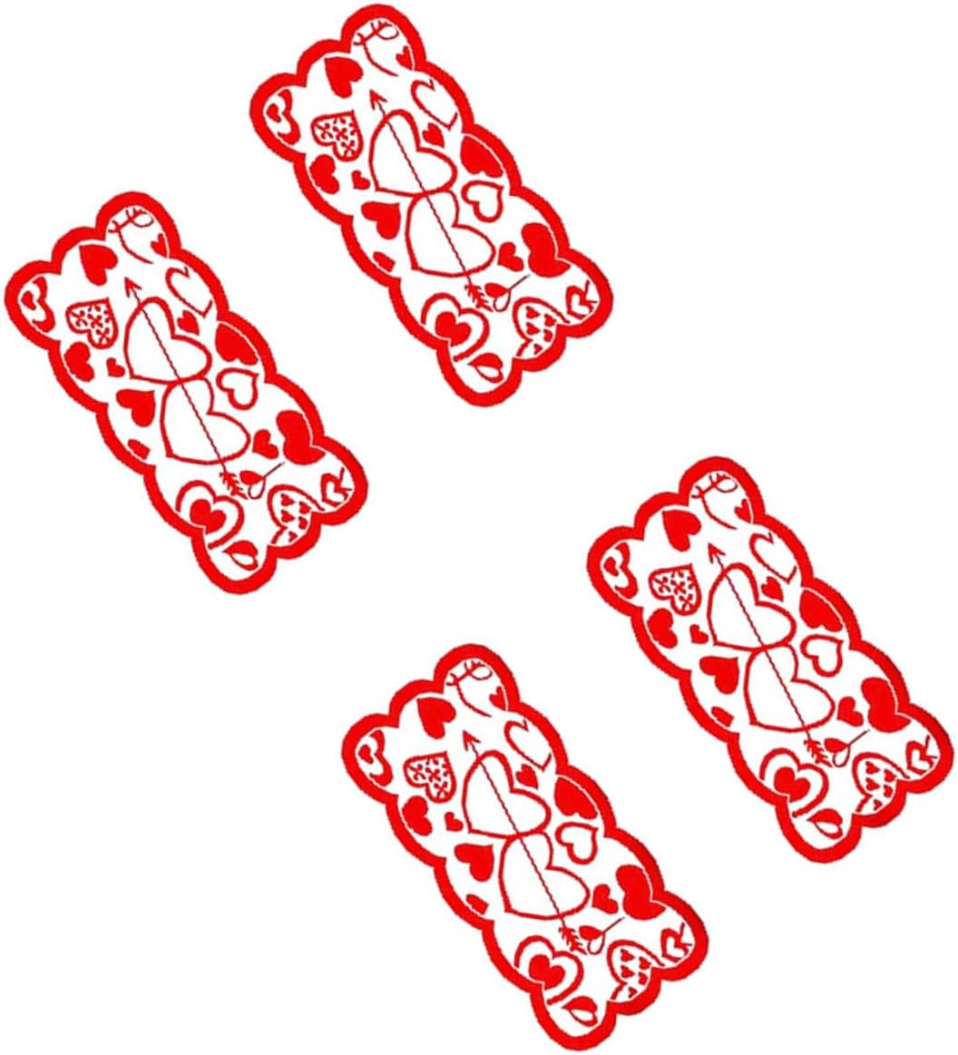 PRETYZOOM 4pcs Heart-Shaped Hollow Arrow Festive Table Decor for Valentine's Day Heat-Insulated Table Mats for Home Dining and Parties
