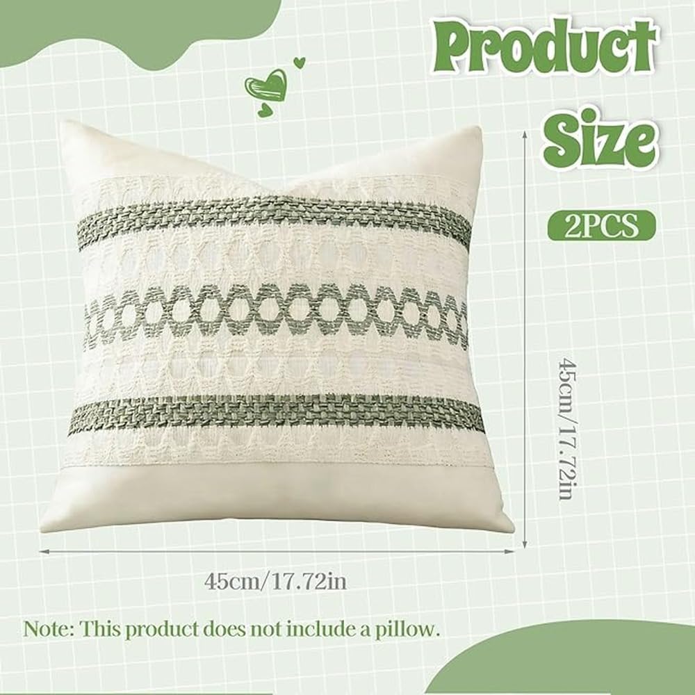 Eleganti fodere per cuscini verdi e bianche,verde 45 * 45 cm | verde salvia per il letto, splendida aggiunta a qualsiasi camera da letto
