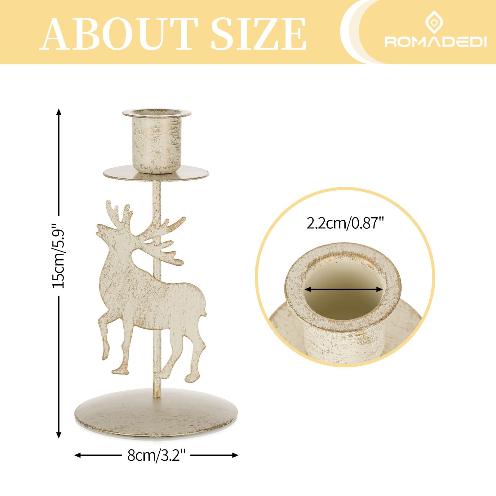 Portacandele Natalizio In Ferro Con Cervo E Renna – Altezza 13,5 Cm, Reggette Per Tealight, Decorazione Rustica Per Tavolo E Mensola, Colore Nero - 3