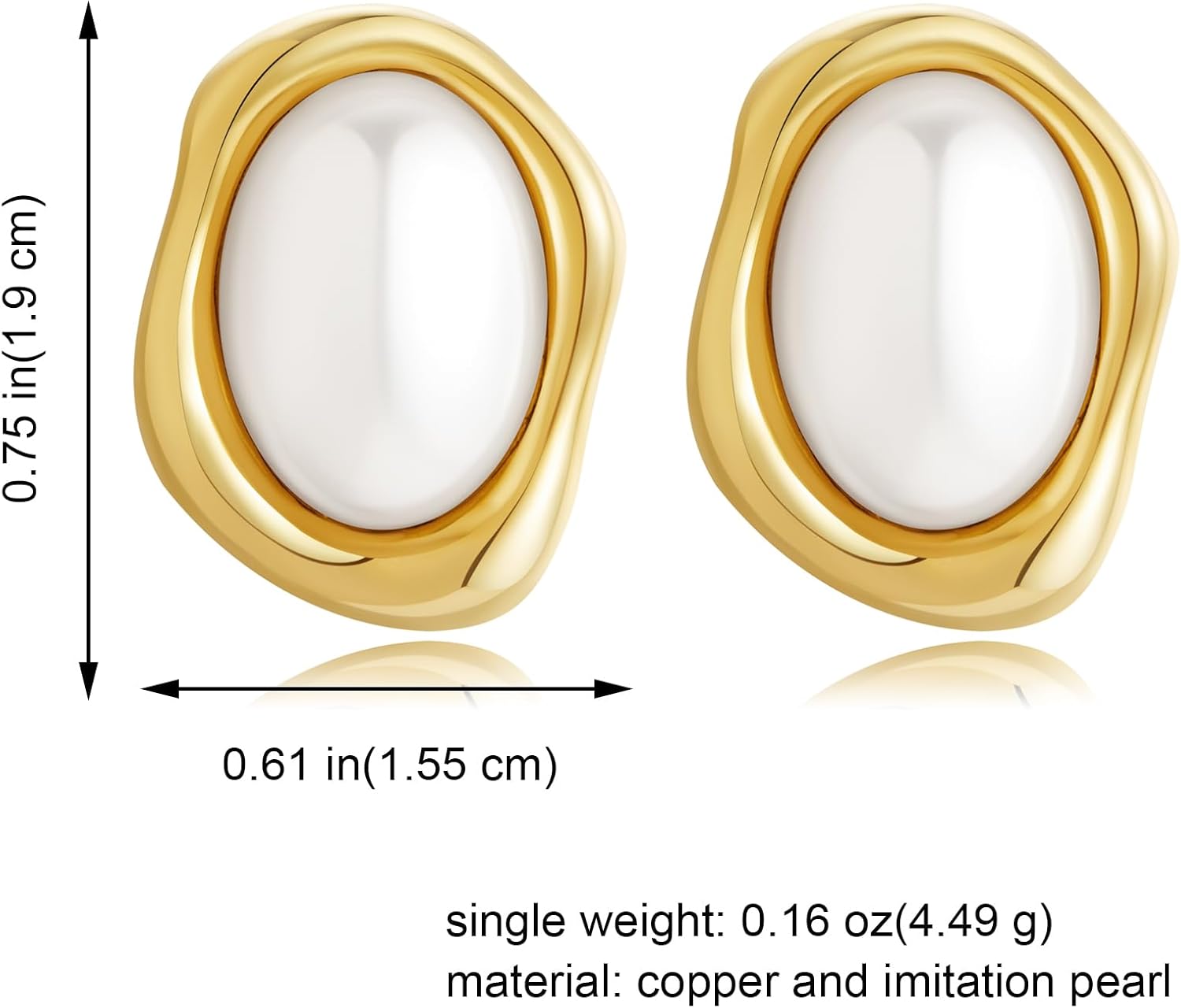 Baroque Pearl Stud Earrings for Women Trendy Chunky Gold Earrings Statement Earrings Vintage Jewelry - Image 6