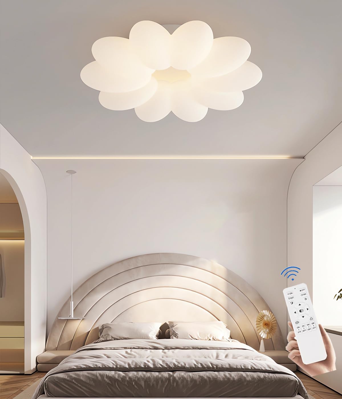 Lustre plafonnier moderne LED 72W au design épuré et éclairage encastré salon