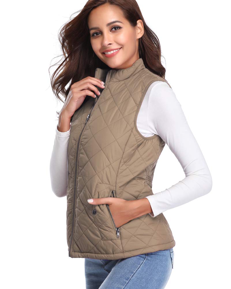 fuinloth Gilet Donna Smanicato Invernale Panciotto Dritto Collarei Giacche Ultraleggeri Senza Maniche Giacca con Tasca con Cerniera