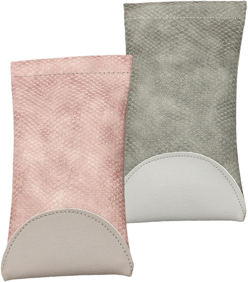 Holibanna 2pcs Leather Eyeglass Pouches Portable Soft Sunglasses Storage Case with Automatic Closure Unisex Eyewear Bag for Travel in Gray and Pink