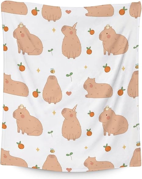 Blanket Gifts - 50"x60" Cute Throw for Boys, Girls - White Soft Fuzzy Blankets for Bed, Couch & Living Room