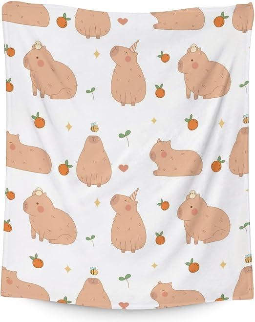 Blanket Gifts - 50"x60" Cute Throw for Boys, Girls - White Soft Fuzzy Blankets for Bed, Couch & Living Room