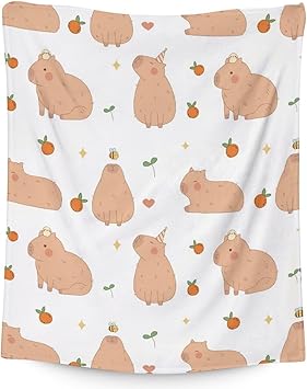 Blanket Gifts - 50"x60" Cute Throw for Boys, Girls - White Soft Fuzzy Blankets for Bed, Couch & Living Room