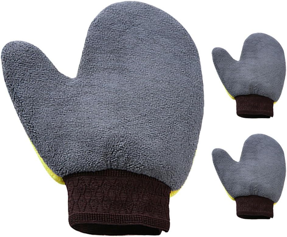 3pcs Car Cleaning Gloves Soft Gentle for Paint Surface Non-Slip Wash Mitts for Auto Detailing Car Washing Mittens