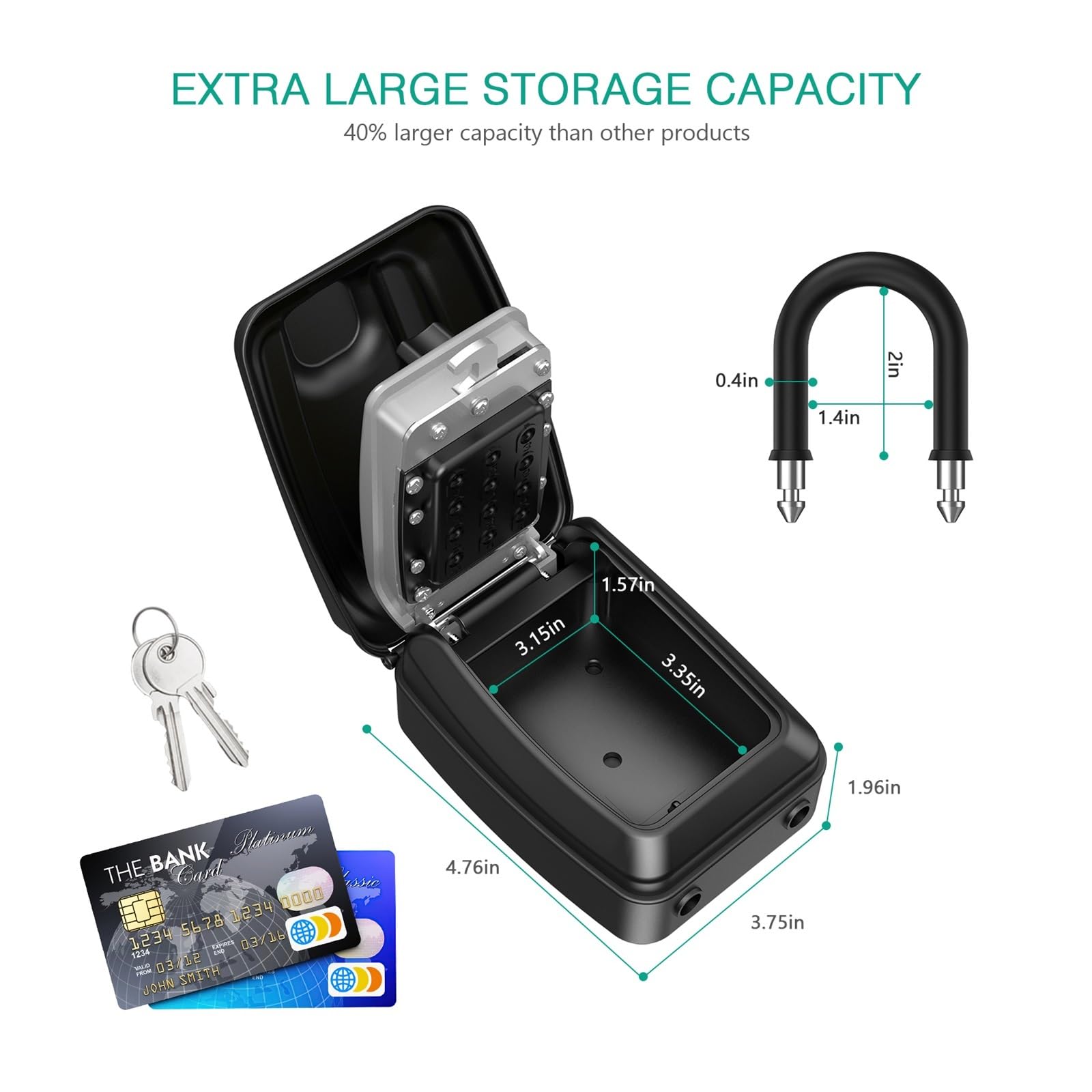 Coffre-Fort à clés extérieur, Coffre-Fort à clés, Serrure à Combinaison à Bouton-Poussoir à 9 Chiffres,Durable et Protection