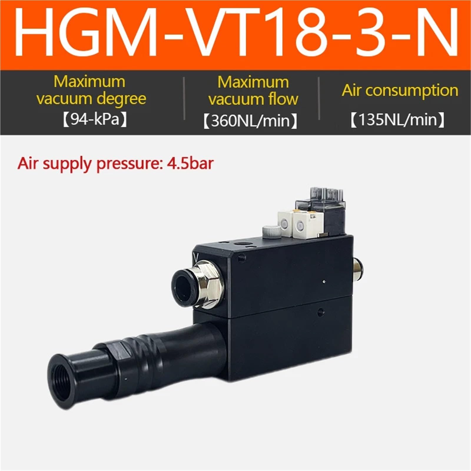 Generador de vacío integrado, válvula de Control eléctrica de HGM-VT18-3-N, pantalla Digital, pinza neumática de presión negativa, 1 Uds.(HGM-VT18-3-N)